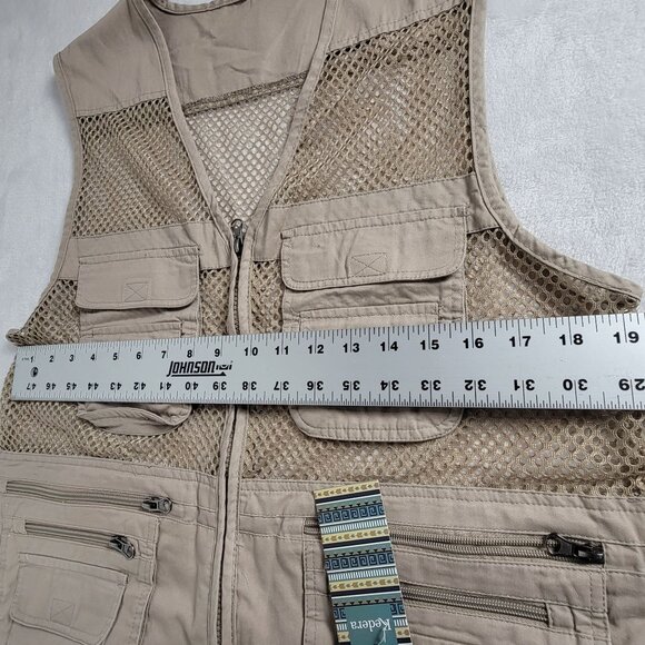 Kedera Men Tactical Mesh Fishing Vest Small Beige Zip Up Pockets Lightweight New - Picture 8 of 9